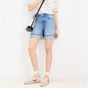 Loft A-Line High Rise Denim Shorts Vintage Light Indigo Size 32/14 Casual Summer